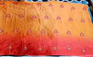 🇳🇿💫🎀Elegant Orange &amp; Grey Embroidered Saree