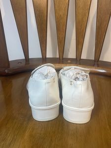 Chanel White Leather Chain Loafers