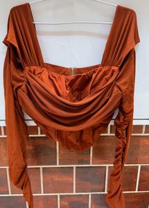 Ruched Bustier Long Sleeve Top