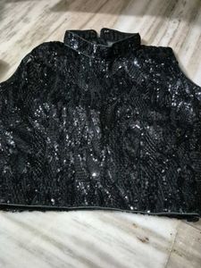 Sparkling Black Sequin Blouse with gown