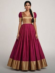 Elegant Maroon &amp; Gold Gown