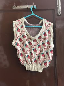 Berry Cute Cropped Knit Vest