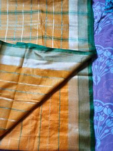 Elegant Orange Checked Saree