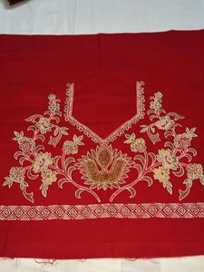 Embroidered Red blouse fabric