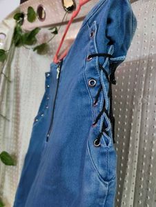 Denim Pants &amp; Yellow Dress Set