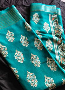 Teal Floral Saree