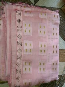Elegant Pink Saree with Gold Embellishments
