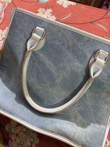Chic Blue Tote Bag with Scarf Accent