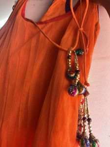 Beautiful Orange Sleeveless festive Salwar Set