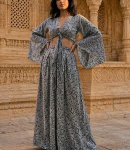 Rajasthani jBoho Print Crop Top and pant Set