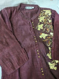 Unused Maroon Silk Cotton mix kurta