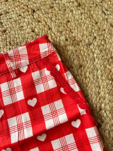 Red Gingham Heart Print Co-ord Set