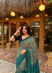 New Stunning teal and beige saree 🪔✨