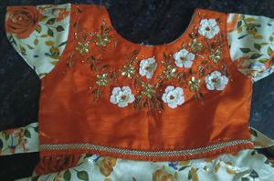 Gorgeous Orange Long Frock For Cute Girl Kids
