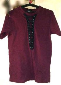 Burgundy Lace-Up Tee