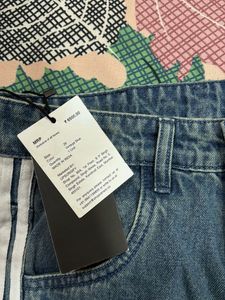 Blue Leg wide baggy jeans with Side Stripes