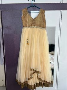 Elegant Beige &amp; Gold Gown