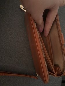 Brown Leather Wallet with Wrist Strap