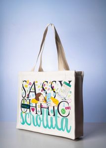 Hand-drawn thick cotton canvas tote bag