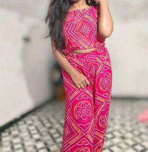 Vibrant Pink Bandhani Print Lehenga Set