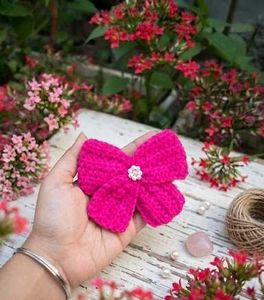 Handmade Pink 💕 Crochet Hair Bow 🎀