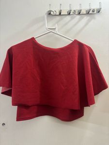 Red Ruffle Cape Top