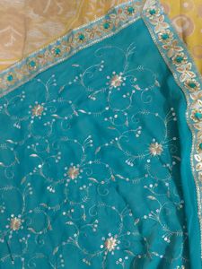 Beautiful Blue Embroidered Saree