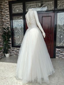 White Bridal Gown with inner sequins underlay