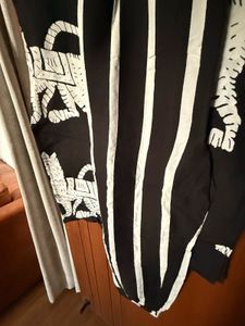 Black &amp; White Cat Print Kurta Set