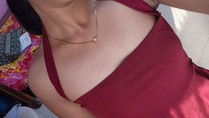 Brown and Red Halter Neck Peplum Top
