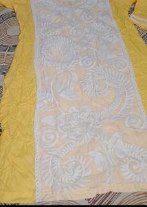 Yellow &amp; White Chikankari Kurta Set