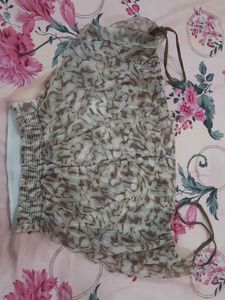 Chic Ruffled Skirt and Printed Top Set