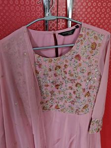 Elegant Pink Embroidered Gown