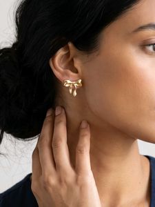 Chic Gold Bow Stud Earrings