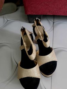 Sparkling Gold Heeled Sandals