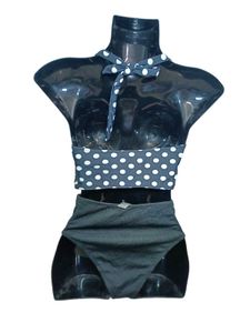 Polka Dot Bikini Top Solid Panty Free Size S &amp; M