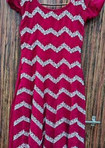 Beautiful pink Kurta with White Zigzag Pattern