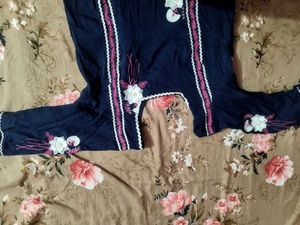 Embroidered Navy Blue Kurta set