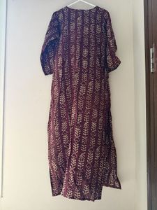 Burgandy Printed Kurta &amp; Pants Set