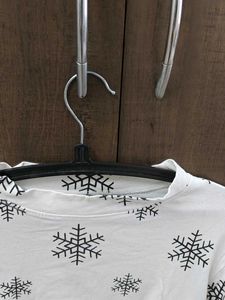 White Snowflake Long Sleeve Top