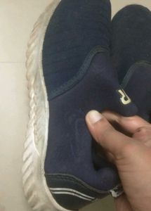 Navy Blue "AIR" Slip-On Kids Sneakers