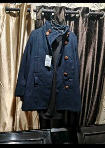Chic Blue Coat &amp; Brown dress Set winter