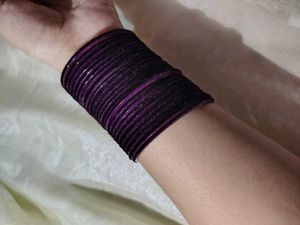 Velvet Purple Bangles Set | Festive Ethnic Stack