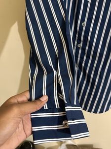 Men's Navy Striped Button-Down Shirt