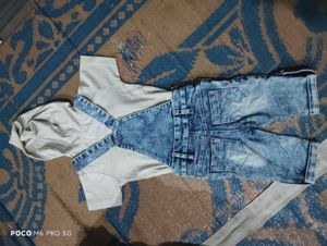 Cute Denim Overalls &amp; T-Shirt Set