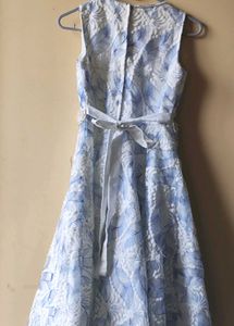 Beautiful White &amp; Blue Embroidered Gown