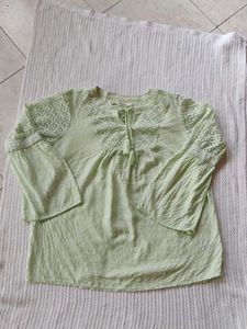 Light Green Embroidered Kurta Top