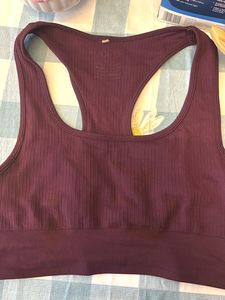 Ribbed Maroon Sports Bra
