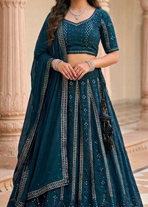 Teal Embellished Lehenga set