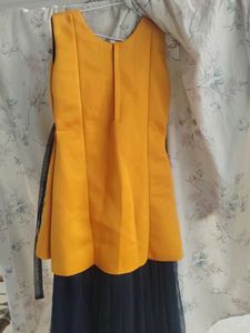 Designer Yellow &amp; Black Ethnic Gown
